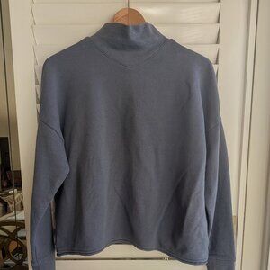 Madewell hemp cotton mock neck sweatshirt top in smoke blue